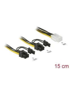 כבל חשמל PCI Express שקע 6 פינים ל- 2 תקעים 8 (6+2) פינים ז/נ DELOCK | 85452 | 4K