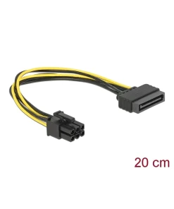 כבל חשמל PCI Express תקע 6 פינים לתקע SATA 15 pin נ/נ DELOCK | 82924 | 4K