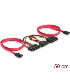 כבל חשמל ונתונים כפול שקע SATA 3 Gb/s 22 pin לשקע SATA 7 pin + תקע Power SATA נ/נ DELOCK | 84356 | 4K