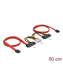 כבל חשמל ונתונים כפול שקע SATA 3 Gb/s 22 pin לשקע SATA 7 pin + תקע מולקס נ/נ DELOCK | 84239 | 4K