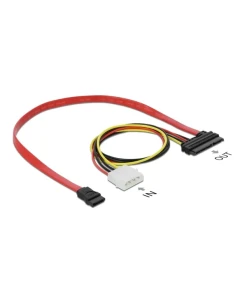 כבל חשמל ונתונים שקע SATA 3 Gb/s 22 pin לשקע SATA 7 pin + תקע מולקס נ/נ DELOCK | 84230 | 4K