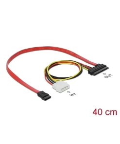 כבל חשמל ונתונים שקע SATA 3 Gb/s 22 pin לשקע SATA 7 pin + תקע מולקס נ/נ DELOCK | 84230 | 4K