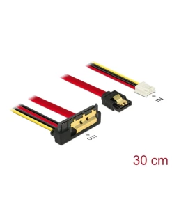 כבל חשמל ונתונים שקע SATA 6 Gb/s 22 pin בזווית 90° לשקע SATA 7 pin + תקע Floppy 4 pin נ/נ DELOCK | 85235 | 4K