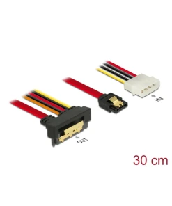 כבל חשמל ונתונים שקע SATA 6 Gb/s 22 pin בזווית 90° לשקע SATA 7 pin + תקע מולקס נ/נ DELOCK | 85231 | 4K