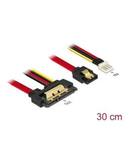 כבל חשמל ונתונים שקע SATA 6 Gb/s 22 pin לשקע SATA 7 pin + תקע Floppy 4 pin נ/נ DELOCK | 85232 | 4K