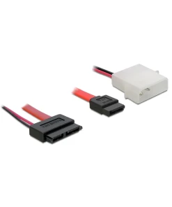 כבל חשמל ונתונים שקע Slim SATA 13 pin לשקע SATA 7 pin + תקע מולקס ז/נ DELOCK | 84390 | 4K