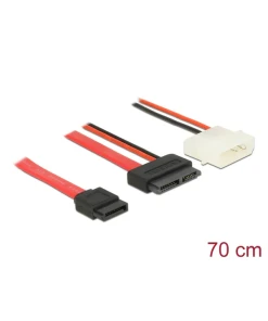 כבל חשמל ונתונים שקע Slim SATA 13 pin לשקע SATA 7 pin + תקע מולקס ז/נ DELOCK | 84791 | 4K