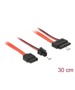 כבל חשמל ונתונים שקע Slim SATA 6 Gb/s 13 pin לשקע SATA 7 pin + תקע Micro Fit 3.0 ז/נ DELOCK | 84848 | 4K