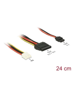 כבל חשמל שקע Floppy לשקע SATA + שקע Slim SATA נ/נ DELOCK | 84932 | 4K