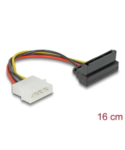 כבל חשמל שקע SATA 15 pin בזווית 90° למעלה לתקע מולקס 4 פין ז/נ DELOCK | 60104 | 4K