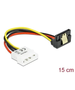 כבל חשמל שקע SATA 15 pin בזווית 90° עם קליפס לתקע מולקס 4 פין ז/נ DELOCK | 60121 | 4K