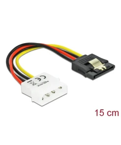 כבל חשמל שקע SATA 15 pin עם קליפס לתקע מולקס 4 פין ז/נ DELOCK | 60120 | 4K