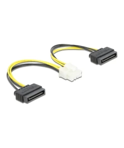 כבל חשמל תקע 8pin EPS ל- 2 SATA x ז/נ DELOCK | 83020 | 4K