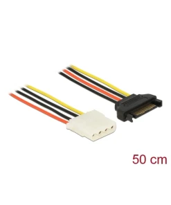 כבל חשמל תקע SATA 15 pin לשקע מולקס 4 פין ז/נ DELOCK | 60137 | 4K