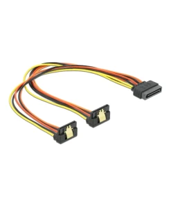 כבל מפצל חשמל תקע SATA 15 pin ל- 2 SATA x נקבה בזווית 90° עם קליפס נ/נ DELOCK | 60145 | 4K