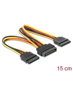 כבל מפצל חשמל תקע SATA 15 pin ל- 2 SATA x נקבה גרסה 5 גידים נ/נ DELOCK | 60143 | 4K