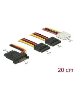 כבל מפצל חשמל תקע SATA 15 pin ל- 3 SATA x נקבה + מולקס נ/נ DELOCK | 60171 | 4K