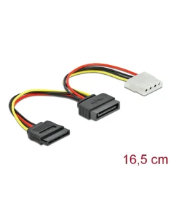 כבל מפצל חשמל תקע SATA 15 pin לשקע SATA + שקע מולקס נ/נ DELOCK | 65235 | 4K