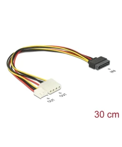 כבל מפצל חשמל תקע SATA 15 pin לשקע מולקס 4 פין + שקע floppy נ/נ DELOCK | 65227 | 4K