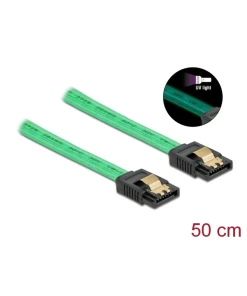כבל נתונים SATA 6 Gb/s 7 pin זוהר UV צבע ירוק נ/נ DELOCK | 82069 | 4K