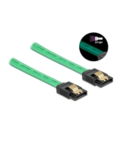 כבל נתונים SATA 6 Gb/s 7 pin זוהר UV צבע ירוק נ/נ DELOCK | 82112 | 4K