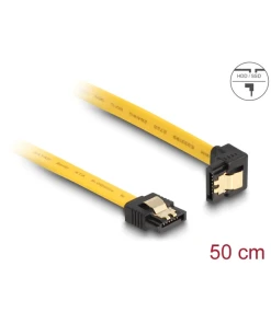כבל נתונים SATA 6 Gb/s 7 pin צד אחד בזווית 90° למטה צבע צהוב נ/נ DELOCK | 82811 | 4K