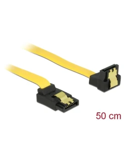 כבל נתונים SATA 6 Gb/s 7 pin צד אחד בזווית 90° למטה צד שני בזווית 90° למעלה צבע צהוב נ/נ DELOCK | 82821 | 4K