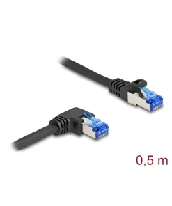 כבל רשת מסוכך Cat 6A צד אחד בזווית ימין ז/ז DELOCK | 80221