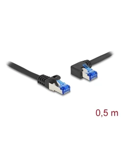 כבל רשת מסוכך Cat 6A צד אחד בזווית שמאל ז/ז DELOCK | 80217
