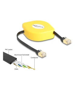 כבל רשת מסוכך נמתח RJ45 Cat.6A STP ז/ז DELOCK | 80239