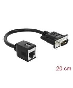 מרחיק Serial RS-232/422/485 על כבל רשת עד 300 מטר תקע DB9 לשקע RJ45 ז/נ DELOCK | 63999 | 4K