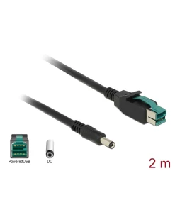 כבל USB עבור מדפסות קופה ומסופים תקע PoweredUSB 12V לתקע DC 5.5x2.1 ז/ז DELOCK | 85498