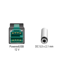 כבל USB עבור מדפסות קופה ומסופים תקע PoweredUSB 12V לתקע DC 5.5x2.1 ז/ז DELOCK | 85498