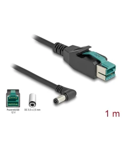 כבל USB עבור מדפסות קופה ומסופים תקע PoweredUSB 12V לתקע DC 5.5x2.5 בזווית 90° ז/ז DELOCK | 80609