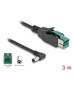 כבל USB עבור מדפסות קופה ומסופים תקע PoweredUSB 12V לתקע DC 5.5x2.5 בזווית 90° ז/ז DELOCK | 80611