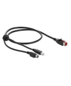 כבל USB עבור מדפסות קופה ומסופים תקע PoweredUSB 24V לתקע USB Type-B + Hosiden Mini-DIN 3 pin ז/נ DELOCK | 85487