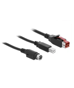 כבל USB עבור מדפסות קופה ומסופים תקע PoweredUSB 24V לתקע USB Type-B + Hosiden Mini-DIN 3 pin ז/נ DELOCK | 85487