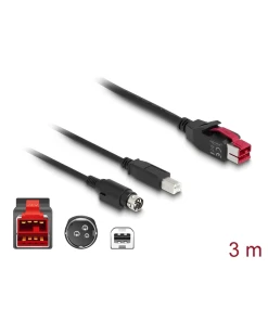 כבל USB עבור מדפסות קופה ומסופים תקע PoweredUSB 24V לתקע USB Type-B + Hosiden Mini-DIN 3 pin ז/נ DELOCK | 85489