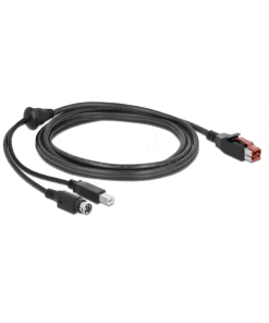 כבל USB עבור מדפסות קופה ומסופים תקע PoweredUSB 24V לתקע USB Type-B + Hosiden Mini-DIN 3 pin ז/נ DELOCK | 85489