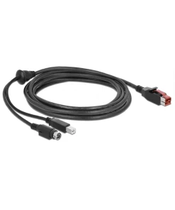 כבל USB עבור מדפסות קופה ומסופים תקע PoweredUSB 24V לתקע USB Type-B + Hosiden Mini-DIN 3 pin ז/נ DELOCK | 85490
