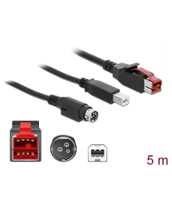כבל USB עבור מדפסות קופה ומסופים תקע PoweredUSB 24V לתקע USB Type-B + Hosiden Mini-DIN 3 pin ז/נ DELOCK 85491