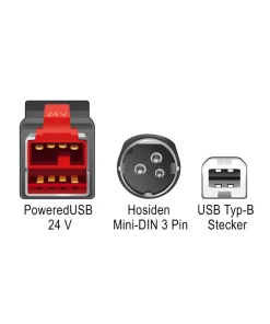 כבל USB עבור מדפסות קופה ומסופים תקע PoweredUSB 24V לתקע USB Type-B + Hosiden Mini-DIN 3 pin ז/נ DELOCK 85491