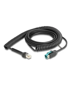 כבל בקרה מסולסל RJ50 זכר לתקע PoweredUSB 12 V ז/ז DELOCK | 87995