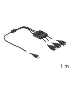 כבל חשמל תקע USB-A ל- 3 שקעים USB-A + מפסקים ז/נ DELOCK | 86804
