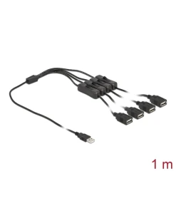 כבל חשמל תקע USB-A ל- 4 שקעים USB-A + מפסקים ז/נ DELOCK | 86805