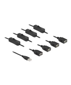 כבל חשמל תקע USB-A ל- 4 שקעים USB-A + מפסקים ז/נ DELOCK | 86805