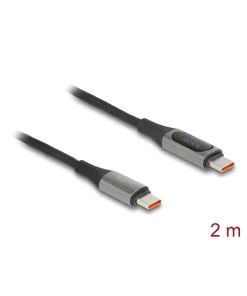 כבל טעינה מהירה עם צג USB-C 2.0 תומך PD 3.0 100 W ז/ז DELOCK 86809