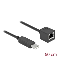 כבל קונסול לסיסקו שחור USB-A זכר לשקע RJ45 RS-232 צ'יפ FTDI FT231XS זז DELOCK 64163
