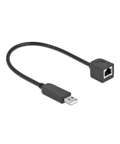 כבל קונסול לסיסקו שחור USB-A זכר לשקע RJ45 RS-232 צ'יפ FTDI FT231XS ז/ז DELOCK | 64165