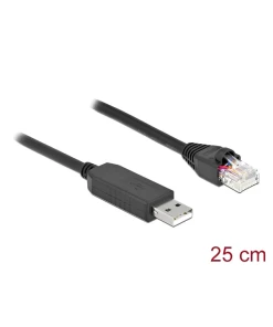 כבל קונסול לסיסקו שחור USB-A זכר לתקע RJ45 RS-232 צ'יפ FTDI FT231XS ז/ז DELOCK | 64158